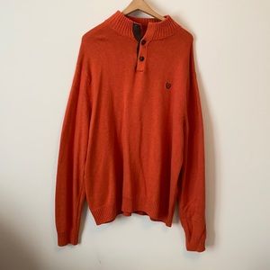 Chaps Button Neck Sweater Heather Orange XXL
